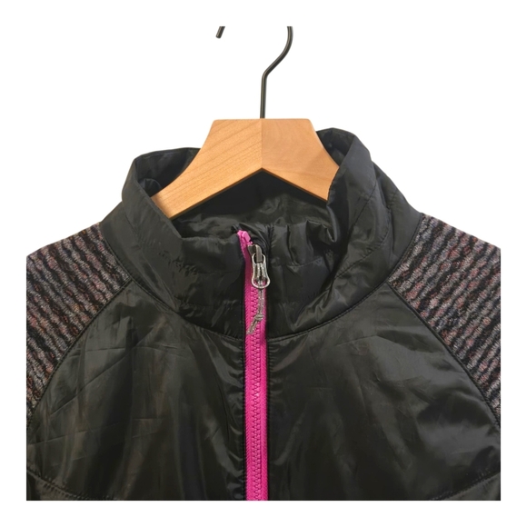 Title Nine Black Pink Quilted Knit Softshell Full Zip-Up Jacket Size Large - Picture 3 of 7